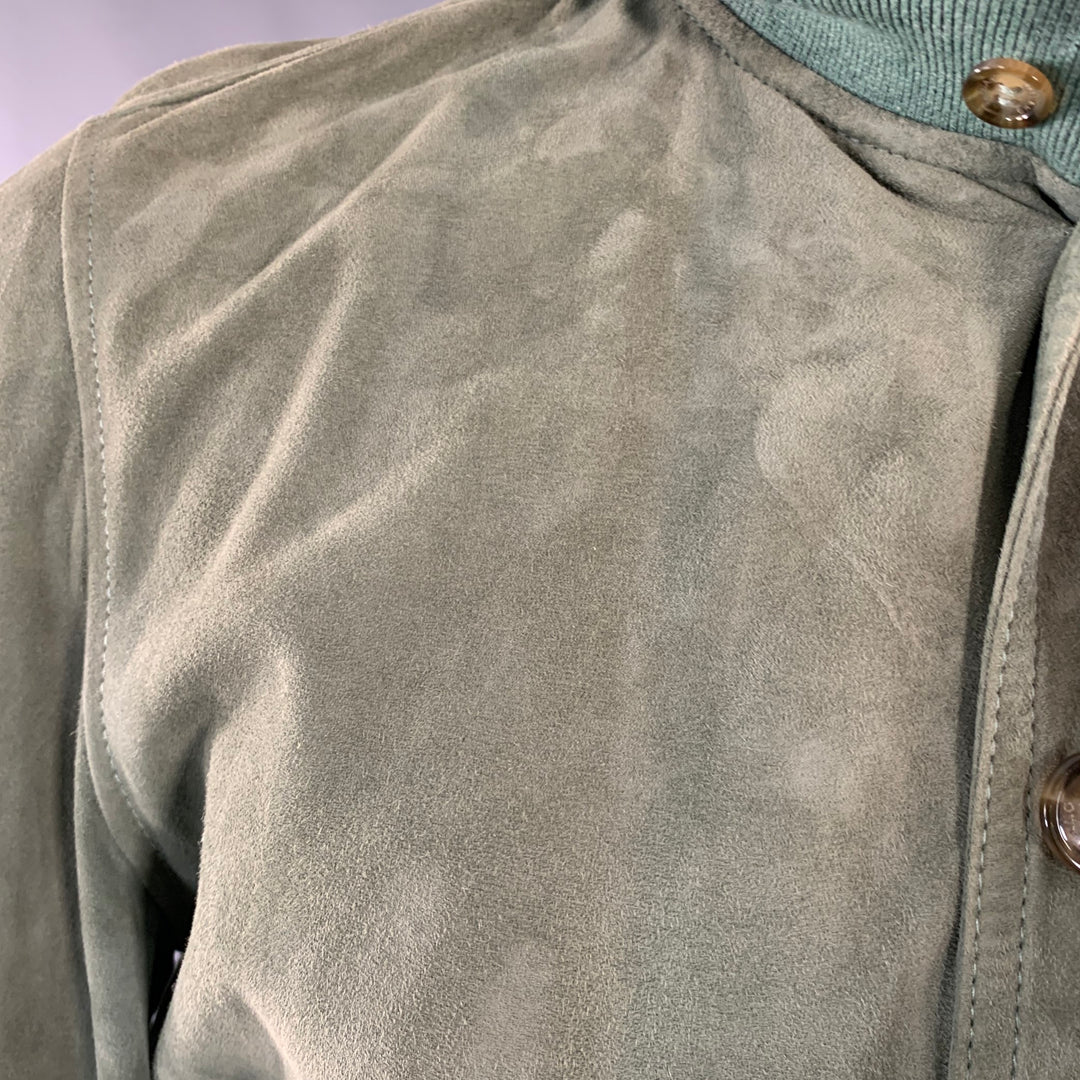 VALSTAR Size S Valstarino Sage Green Goat Suede Blouson Jacket