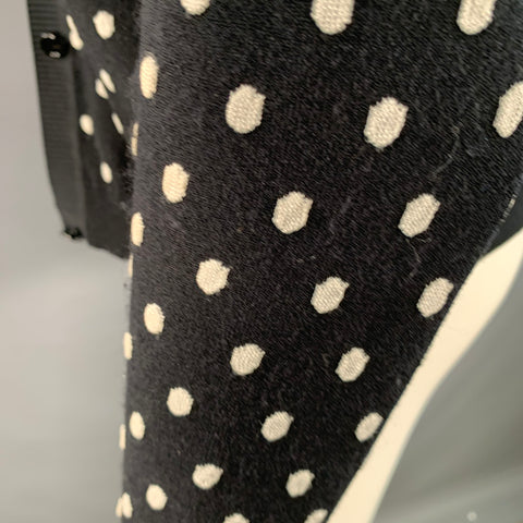 ESCADA Taille M Noir Blanc Mélange Viscose Pois Ensemble 2 pièces Cardigan