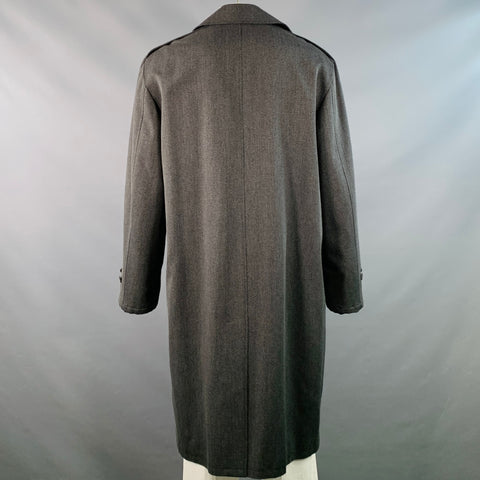 ARMANI COLLEZIONI Size 46 Grey Charcoal Twill Wool Cotton Double Breasted Coat
