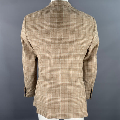 ATELIER MUNRO Size 38 Tan Off White Plaid Check Notch Lapel Sport Coat