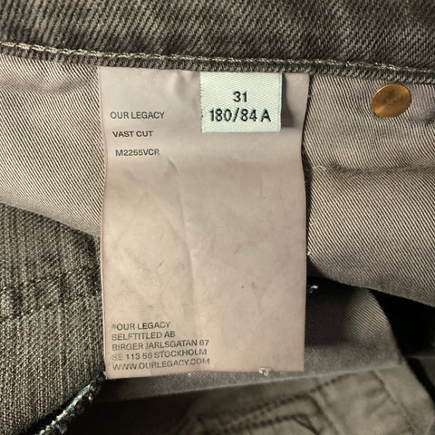 OUR LEGACY Size 31 Brown Cotton Straight leg Jeans