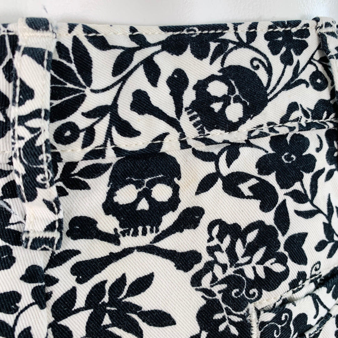 DENIM & SUPPLY Size 30 White Black Abstract Floral Skull Cotton Bermuda Shorts