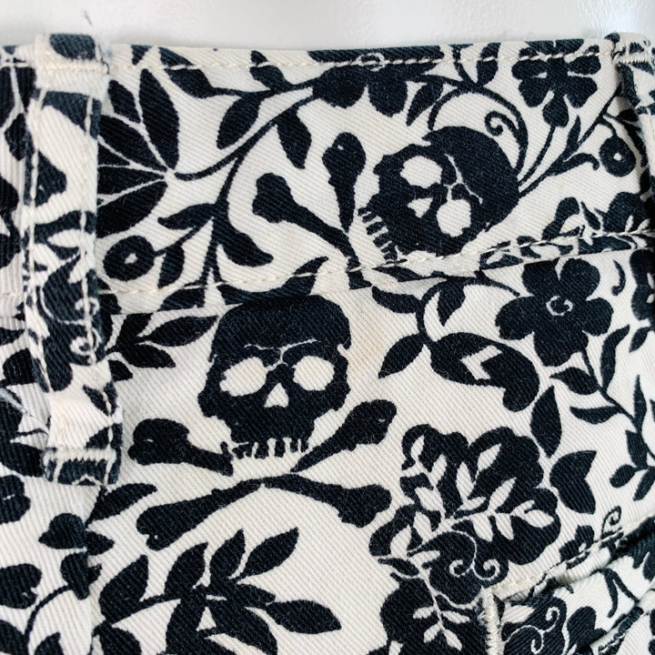 DENIM & SUPPLY Size 30 White Black Abstract Floral Skull Cotton Bermuda Shorts
