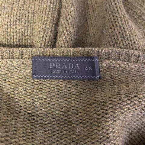 PRADA Pull léger en cachemire tricoté vert olive Taille S
