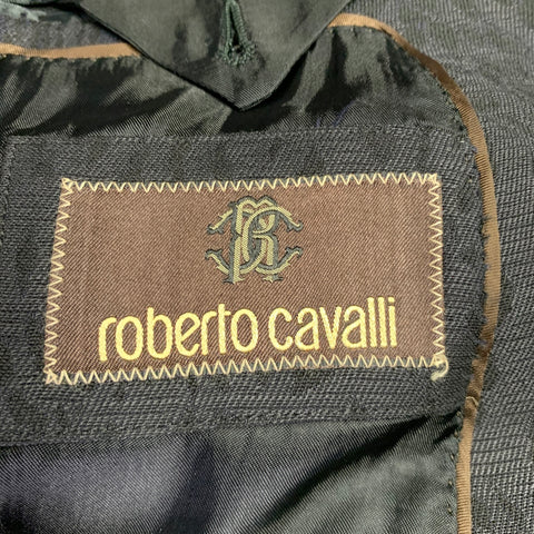 ROBERTO CAVALLI Size 38 Black Animal Print Virgin Wool Sport Coat