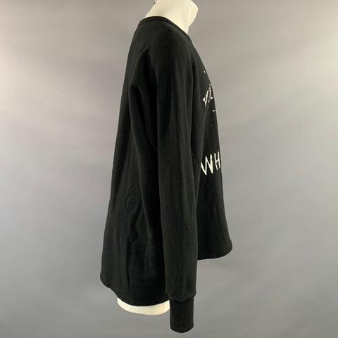 BERNHARD WILLHELM AW2018/19 Size M Black White Letters Cotton Oversized Sweatshirt