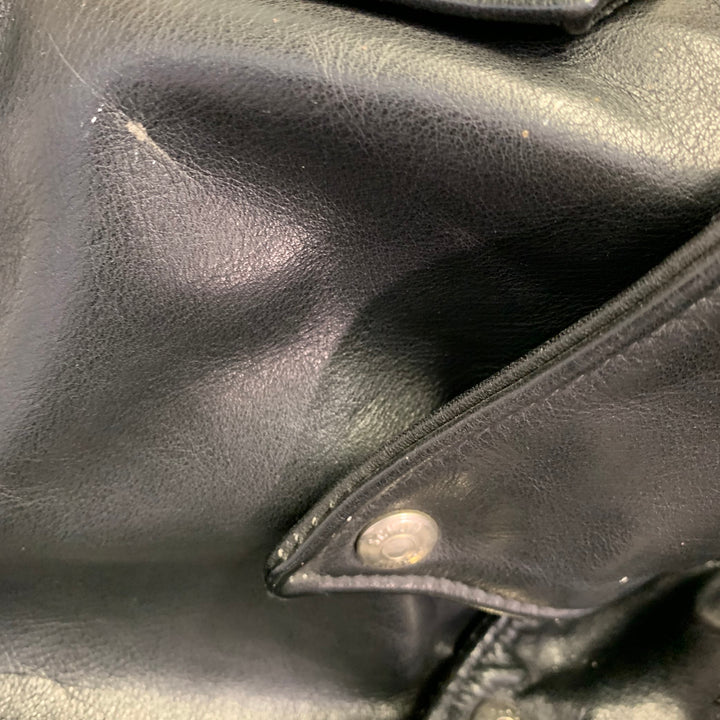 PERFECTO by  SCHOTT Vintage Size 46 125 Black Leather Motorcycle Jacket
