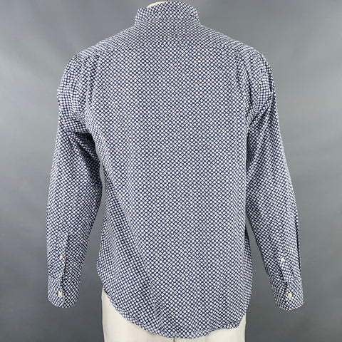 BONOBOS Size XL Blue White Floral Cotton One Pocket Long Sleeve Shirt