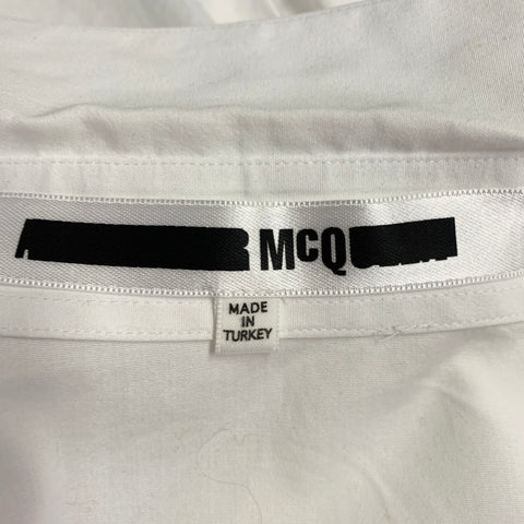 MCQ by ALEXANDER MCQUEEN Size 42 White Cotton Blend Curved Cutaway Long Sleeve Shirt