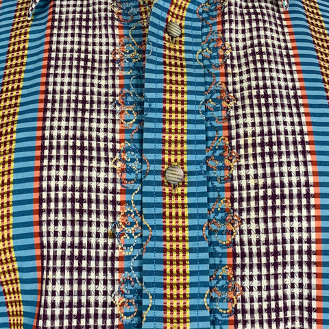ROBERT GRAHAM Size L Blue Multi Color Plaid Cotton Button Up Long Sleeve Shirt