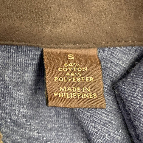 TASSO ELBA Size S Blue Brown Contrast Trim Cotton Blend Long Sleeve Shirt