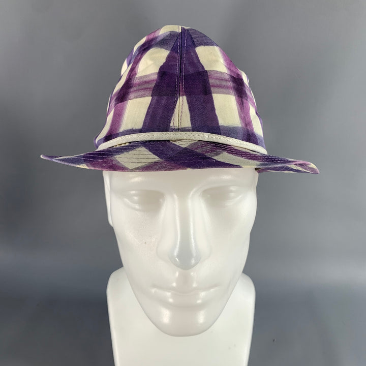 PAUL SMITH Size L Purple White Gingham Cotton Hats