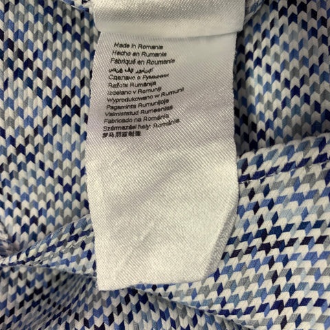 Chemise à manches longues en coton motif pied-de-poule bleu et blanc, taille M, de la marque ETON