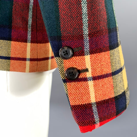 BLACK FLEECE Size 36 Red Green Wool Notch Lapel Sport Coat