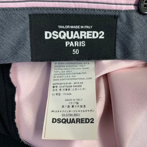 DSQUARED2 PARIS Size 40 Black Wool Blend Notch Lapel Suit