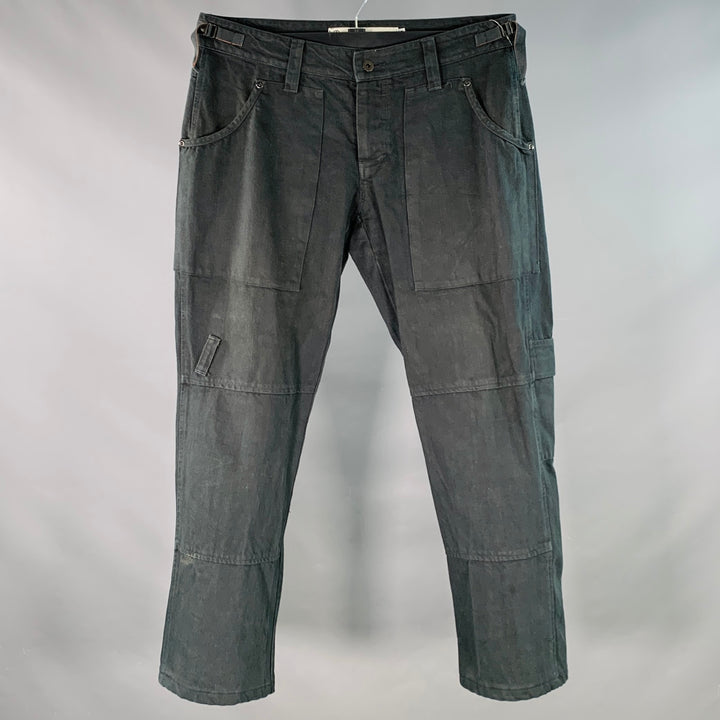 NICE COLLECTIVE Size 34 Black Cotton Side Tabs Casual Pants