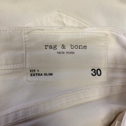 RAG & BONE Size 30 White Distressed Cotton Blend Skinny Jeans