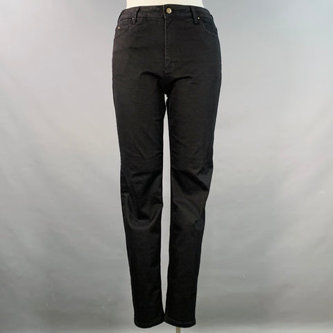 HOBBS LONDON Size 12 Black Cotton Blend Five Pockets Tapered Jeans