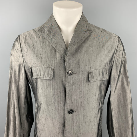 CoSTUME HOMME Size 40 Grey Textured Cotton Blend Buttoned Jacket