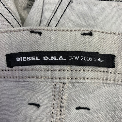 DIESEL FW16 Size 27 Tepphar Grey Distressed Cotton Blend Slim Jeans