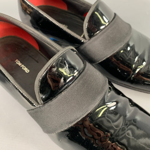 TOM FORD Size 7.5 Black Leather Slip On Loafers
