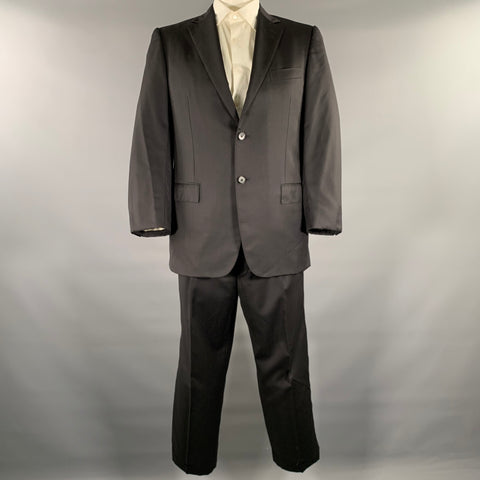 ERMENEGILDO ZEGNA Size 52 Black Pinstripe Wool Silk Notch Lapel Suit