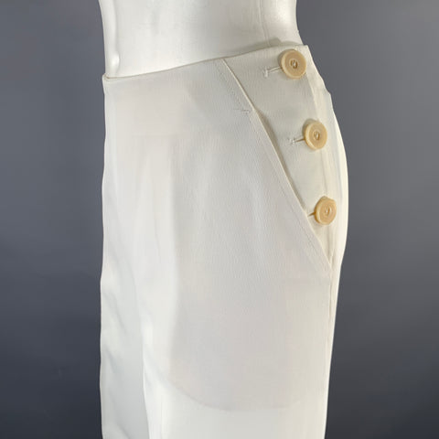 HERMES Size 8 Cream Acetate Viscose Sailor Dress Pants