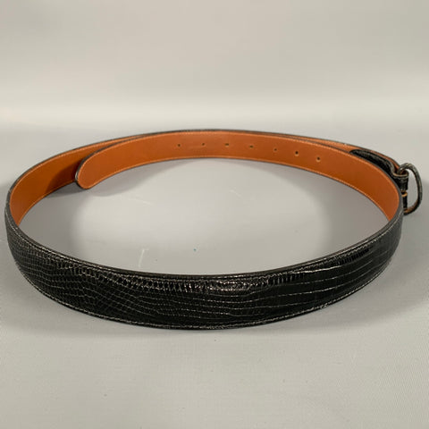 COACH Size 38 Black Crackled Lizard Belt