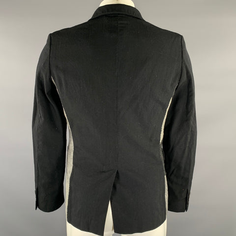 COMME des GARCONS BLACK Chest Size M Black Grey & White Patchwork Sport Coat