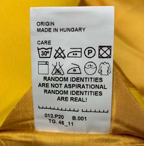 RANDOM IDENTITIES Size 42 Yellow Black Polyester Notch Lapel Suit