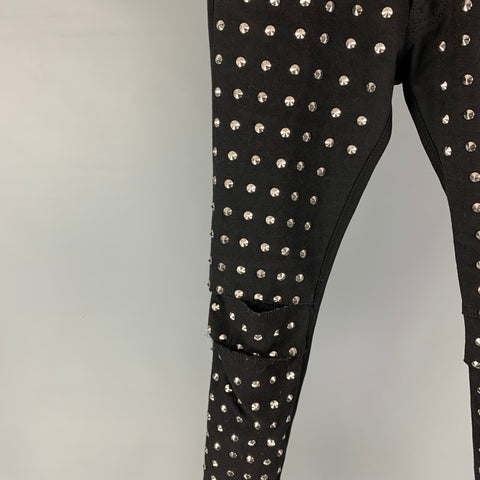 JUNYA WATANABE Size 6 Black Silver Studded Cutout Jeans