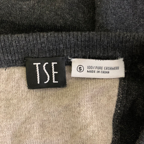 TSE Size S Grey White Heather Cashmere Ribbed Pullover