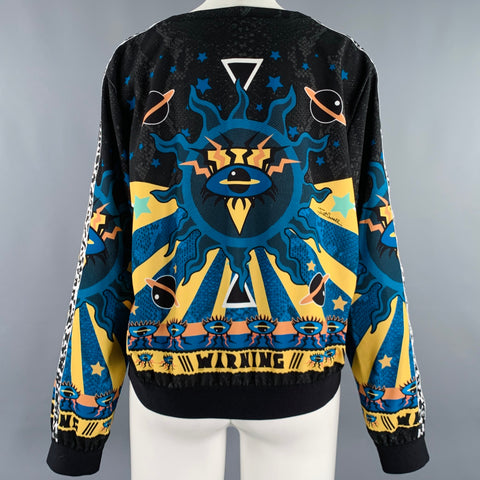 JUST CAVALLI Size 8 Blue Black Yellow Polyester Blend Pullover