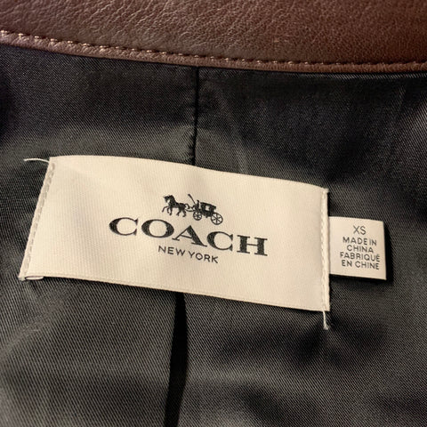 COACH Size XS Brown Leather Moto Racer Jacket