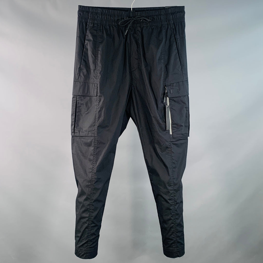 NIKE Size L Black Cotton Blend Drawstring Cargo Casual Pants