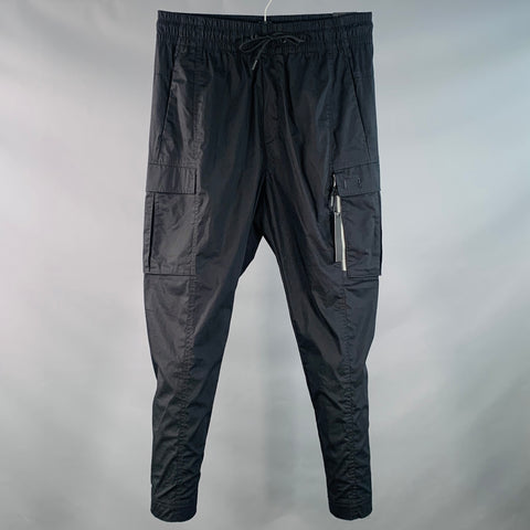 NIKE Size L Black Cotton Blend Drawstring Cargo Casual Pants