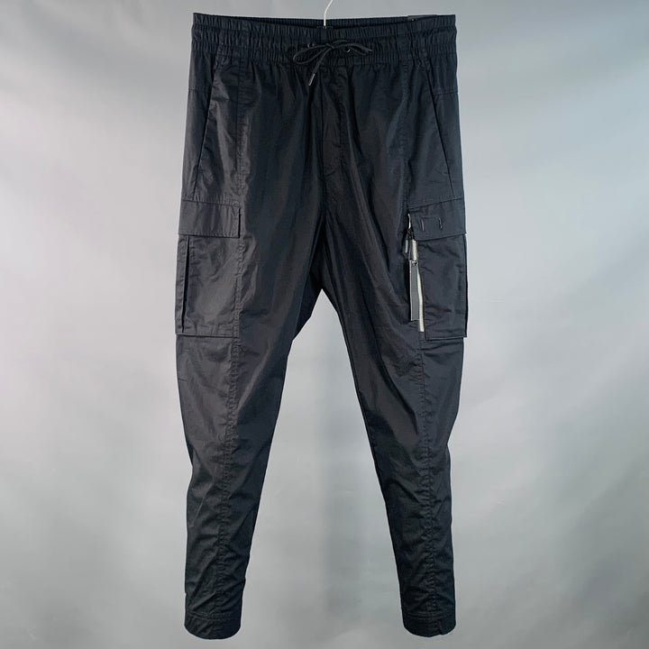 NIKE Size L Black Cotton Blend Drawstring Cargo Casual Pants