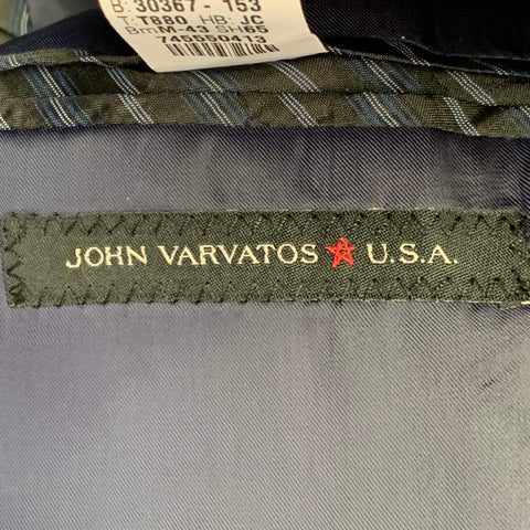 JOHN VARVATOS * U.S.A. Size 40 Navy Wool Notch Lapel Sport Coat