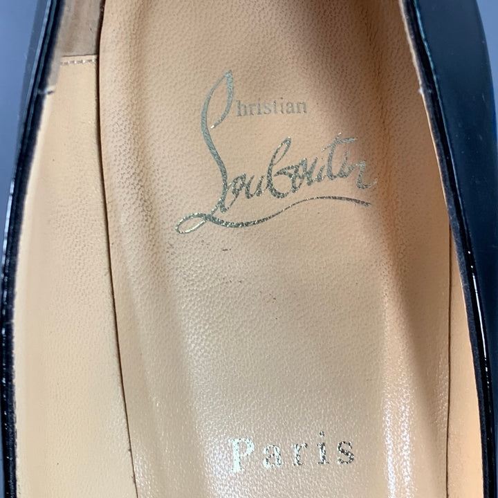 CHRISTIAN LOUBOUTIN Size 9.5 Pigalle Black Red Patent Leather Pointed Toe Pumps