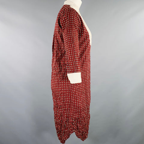JUNYA WATANABE Size S Burgundy White Polyester Dots 3/4 Sleeves Midi Dress