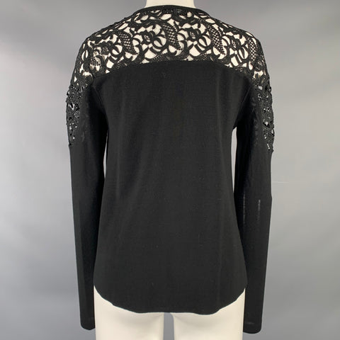 Gilet noir en laine vierge avec empiècements en dentelle DOROTHEE SCHUMACHER Taille 2