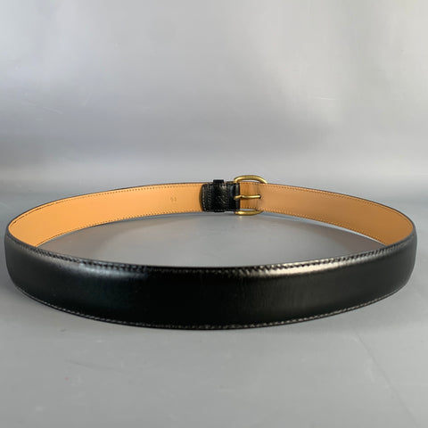 MORJAS Size 34 Black Gold Calfskin Leather Belt