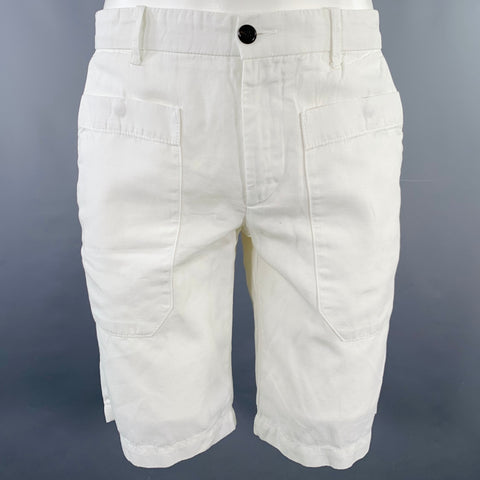 ELEVENTY Size 31 White Cotton Blend Large Pockets Shorts