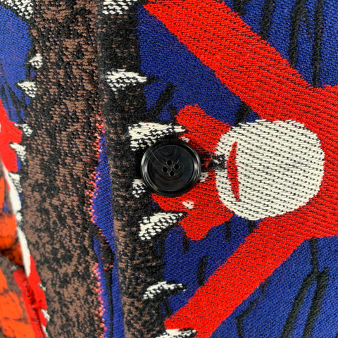 WALTER VAN BEIRENDONCK FW 2021 Size 40 Blue Orange Black Acrylic Blend Croc Embroidered Coat