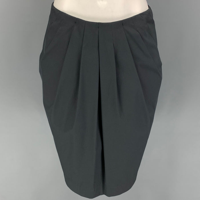 ETRO Size 8 Slate Cotton Blend Pleated Skirt