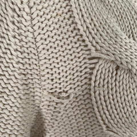NO EXCESS Size M Beige Knit Cotton Blend Shawl Collar Sweater