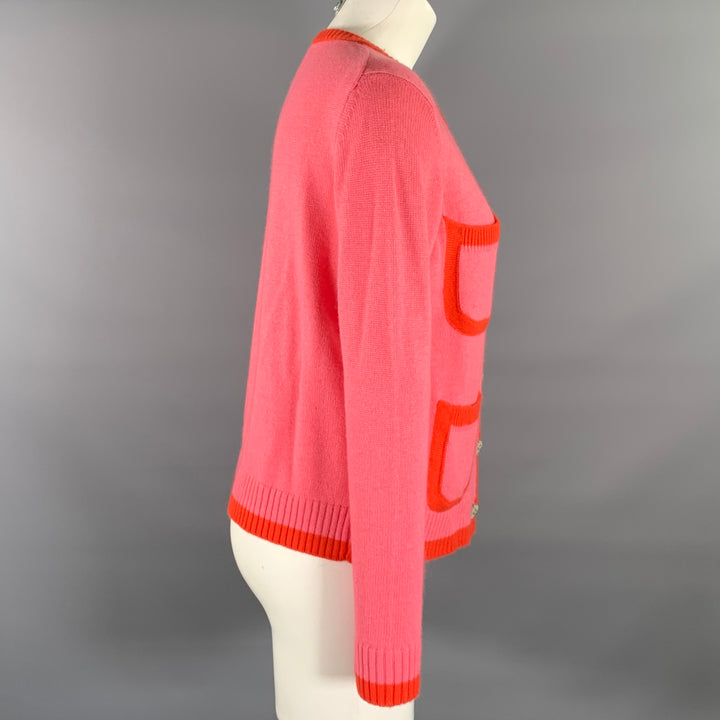 FRANCES VALENTINE Size XS Pink Orange Wool Blend Knitted Cardigan