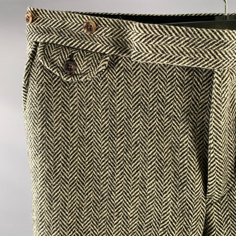 POLO by RALPH LAUREN Size 36 Beige Black Herringbone Wool Back Belt Dress Pants