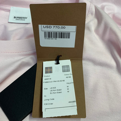 BURBERRY Size M Pink Red Gingham Cotton Layered Oversized Crew Neck Pullover