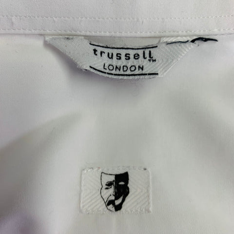 TRUSSELL Size L White Embroidery Cotton Long Sleeve Shirt